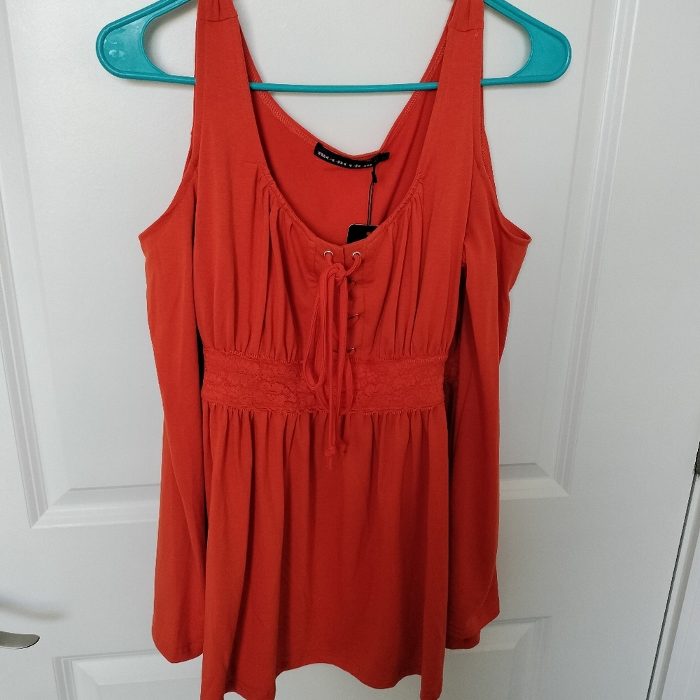 Mooncolour Women's  Cold Shoulder Orange top Sz M